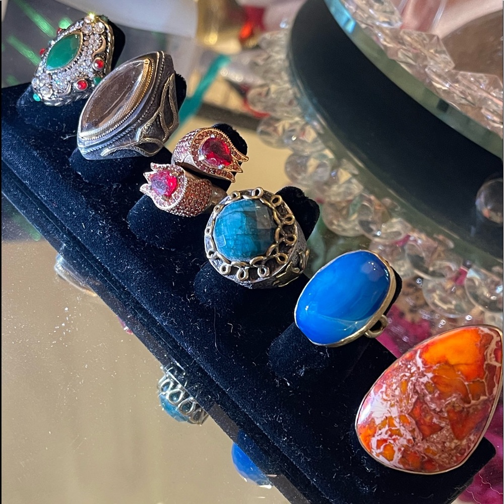 Emerald, Ruby & White Topaz Ring - image 5